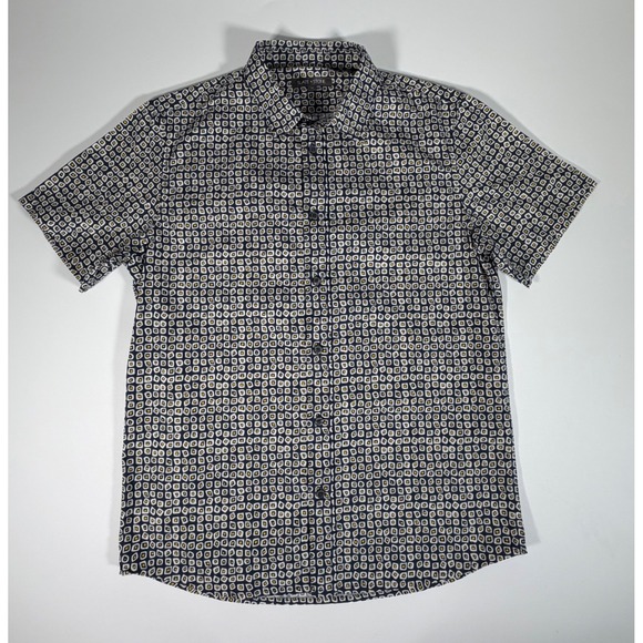 Slate & Stone Other - Slate & Stone Mens Geometric Square Print Short Sleeve Button Down Shirt Navy M